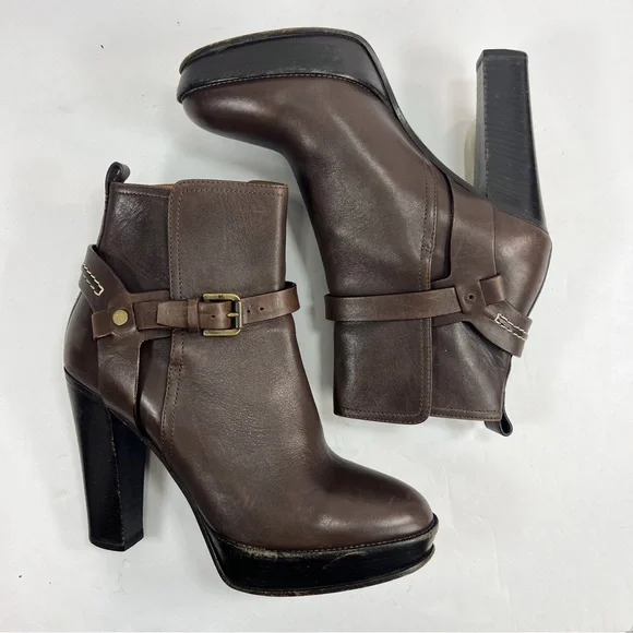 Ralph Lauren Collection Purple Label Heeled Booties Brown Leather size 6.5 - Picture 15 of 16